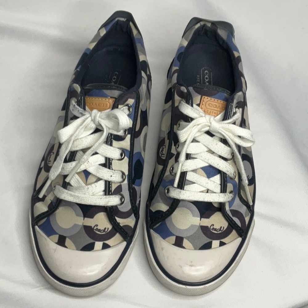 Coach Barrett Signature Sneakers Navy Blue and Multicolor Size 8 - Picture 3 of 11